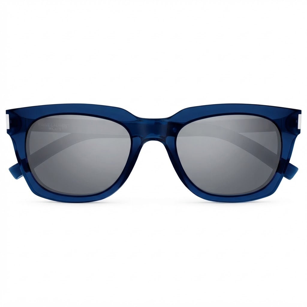 Saint Laurent Women SL 582 Rectangular Blue / Silver Sunglasses
