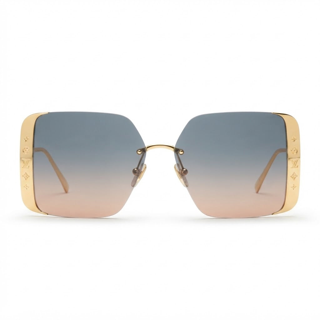 Louis Vuitton Women Square Frame Satin Gold Sunglasses