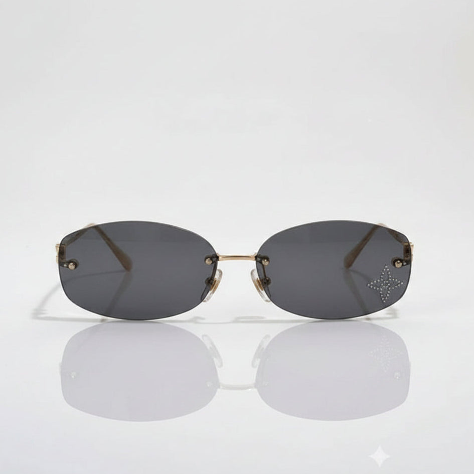 Louis Vuitton Women Crystal Oval Grey Sunglasses