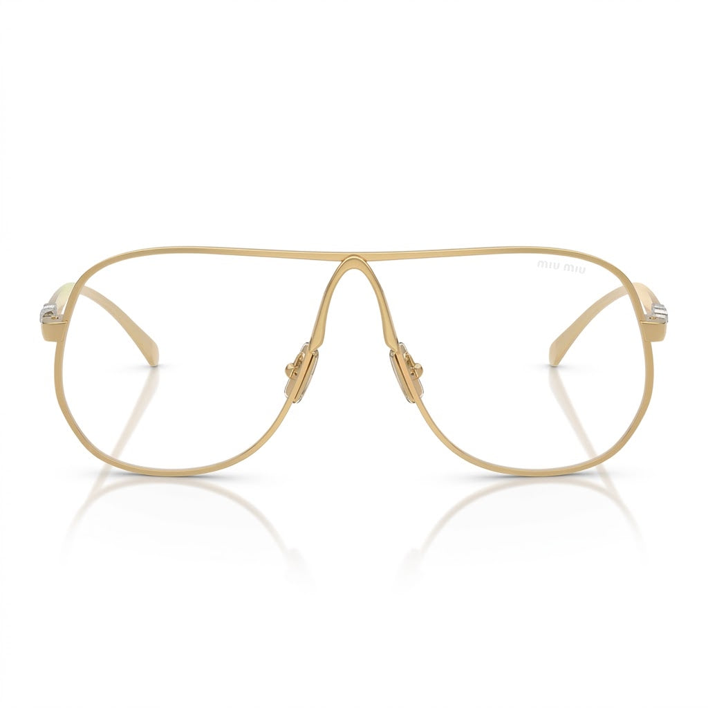 Miu Miu Women MU A56S Pilot Gold / Blue-Light Filter Clear Sunglasses