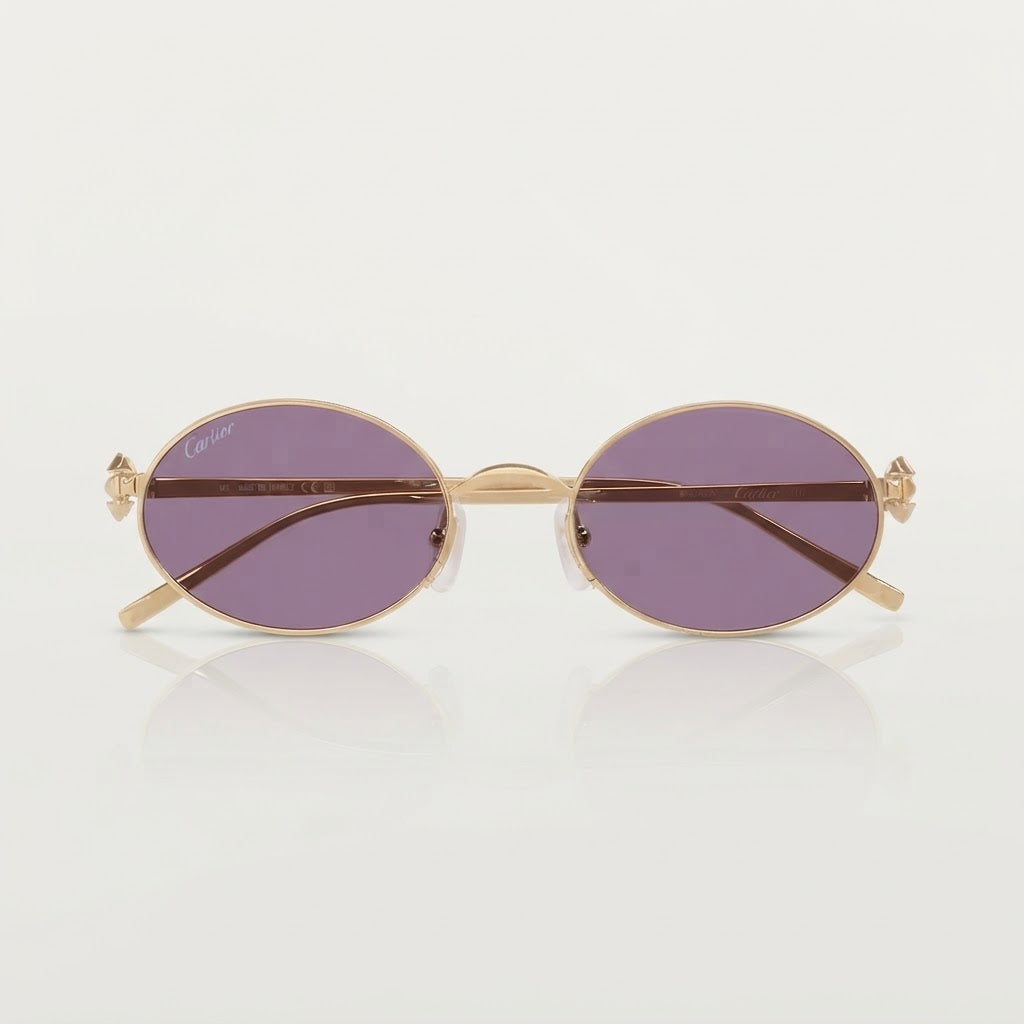 Cartier Clash de Women Oval Gold Finish Studded Temple Violet Sunglasses