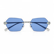  Cartier Panthère de C Women Rimless Hexagon-Frame Blue Sunglasses