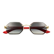  Cartier Allongé de Motif Men Rimless Red Wood Temples Grey Sunglasses