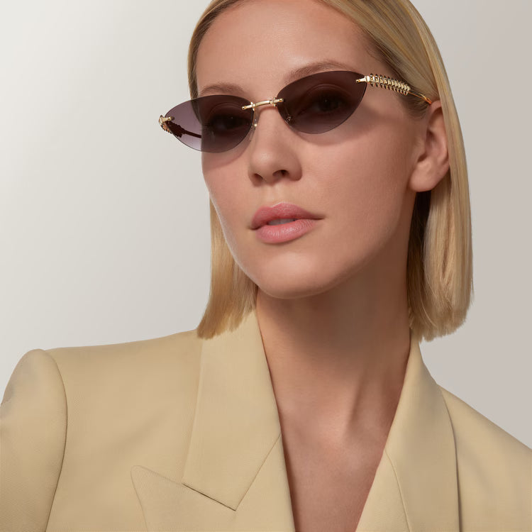 Cartier Clash de C Women Rimless Studded Temple Gradient Grey Sungalsses