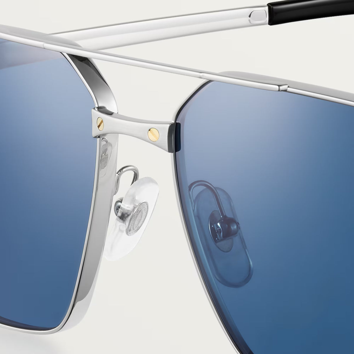 Cartier Santos de Cartier Men Navigator Silver-Blue Sunglasses