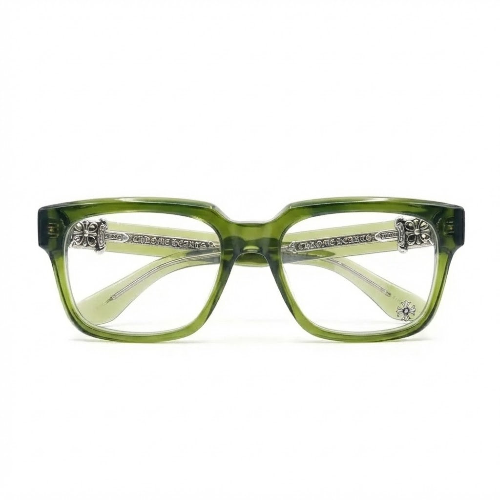 Chrome Hearts Vagillionaire II Square-Frame Dark Olive Green Glasses