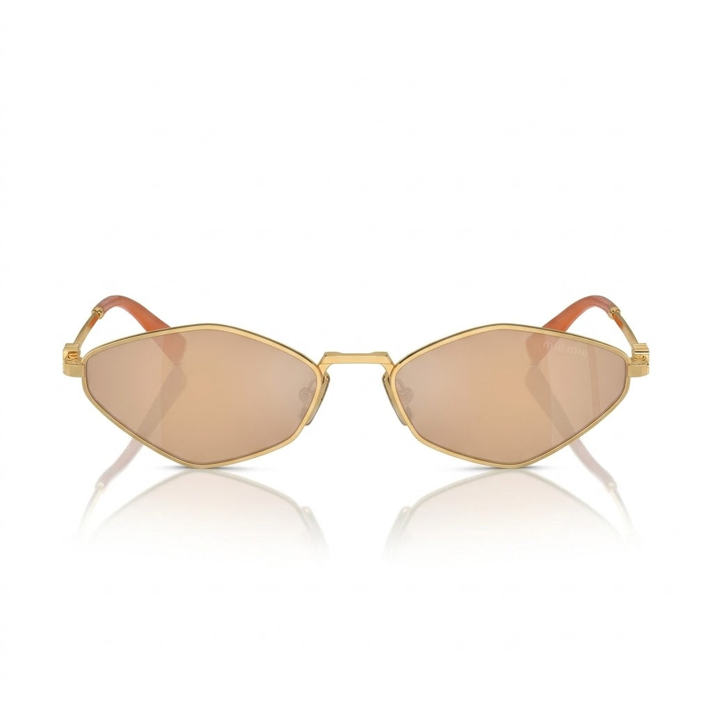 Miu Miu Women Geometric Pale Gold / Orange Mirror Sunglasses 