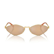 Miu Miu Women Geometric Pale Gold / Orange Mirror Sunglasses 