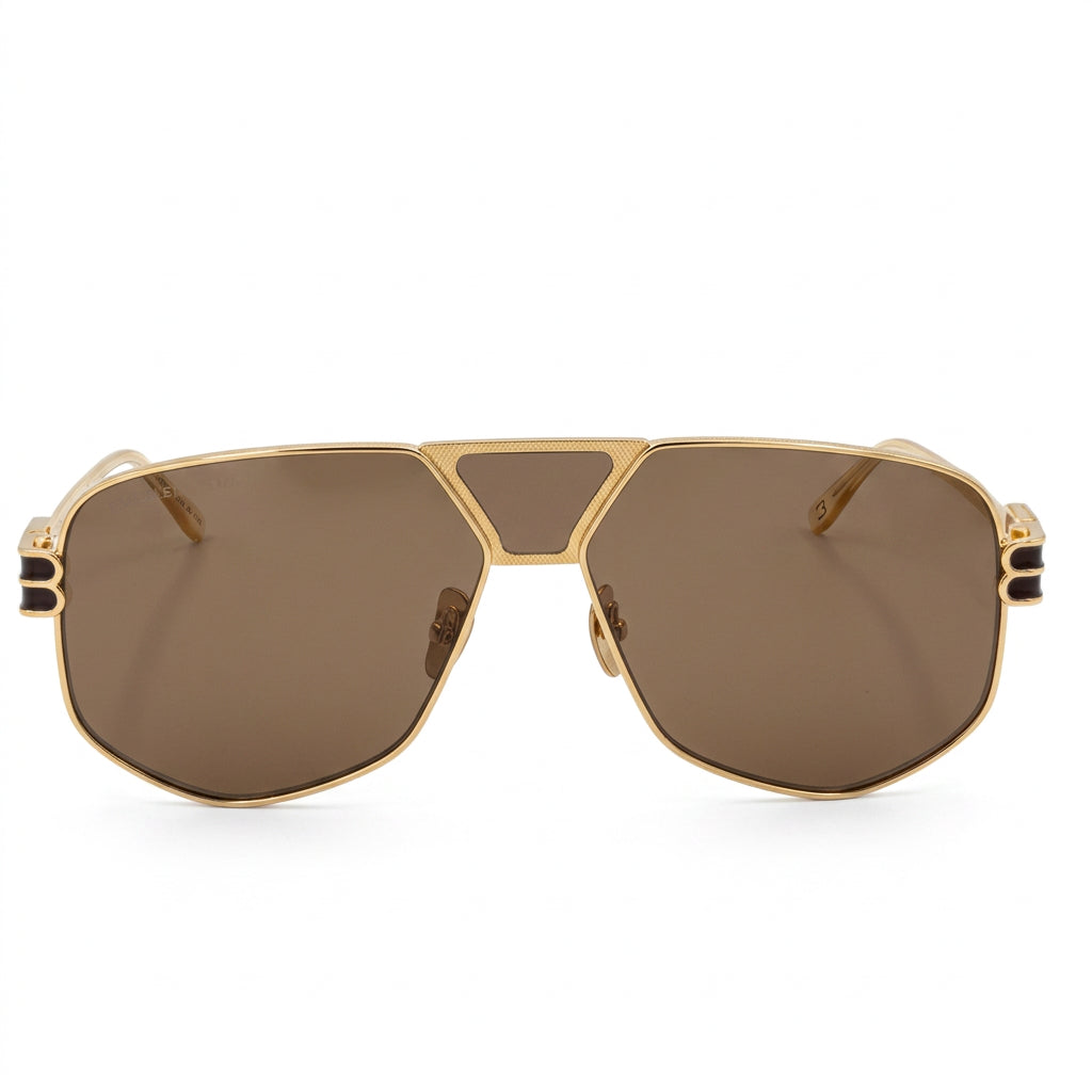 Balenciaga BB2267 002 Men Gold / Brown Sunglasses