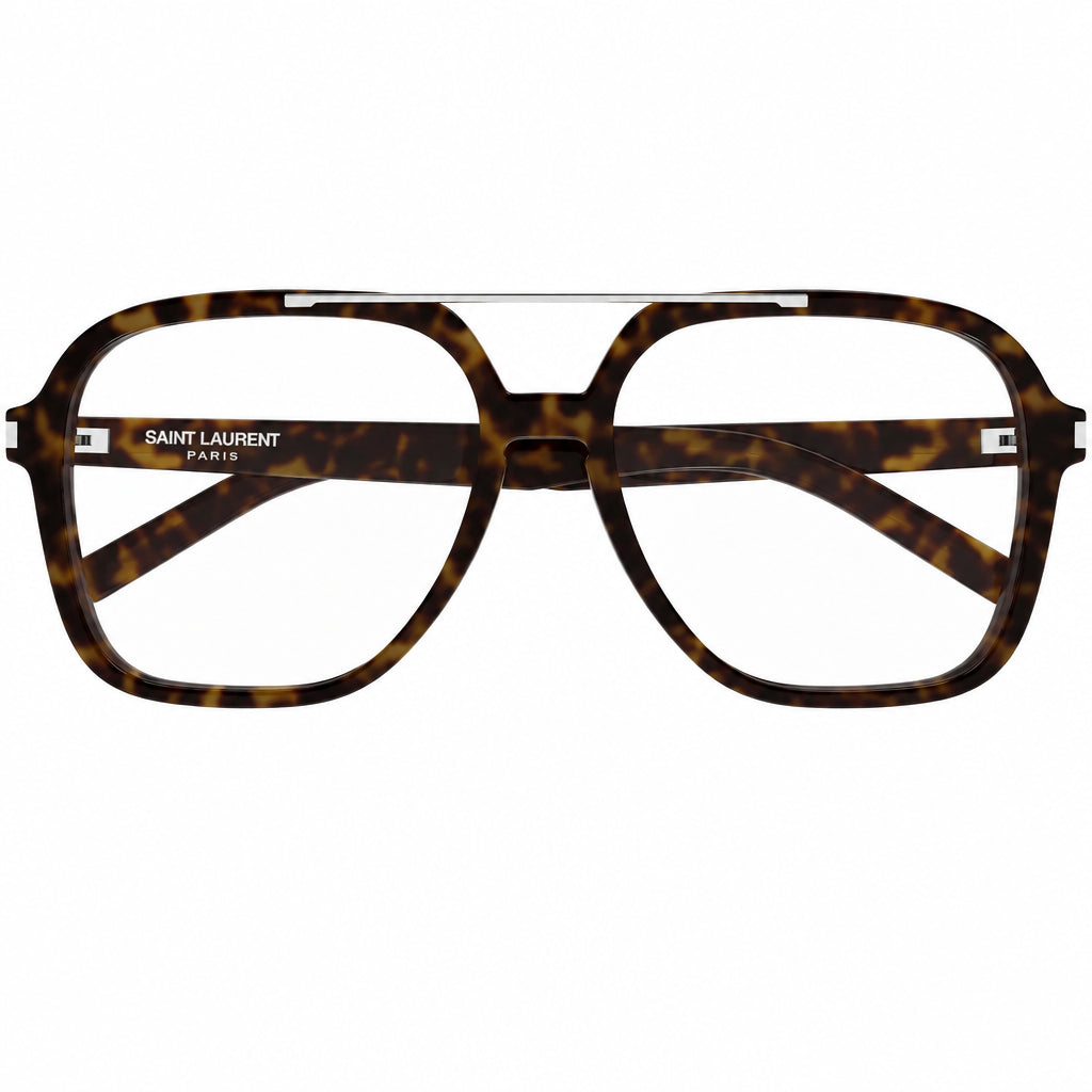Saint Laurent Women SL 545 Geometric Aviator 002 Dark Havana Sunglasses