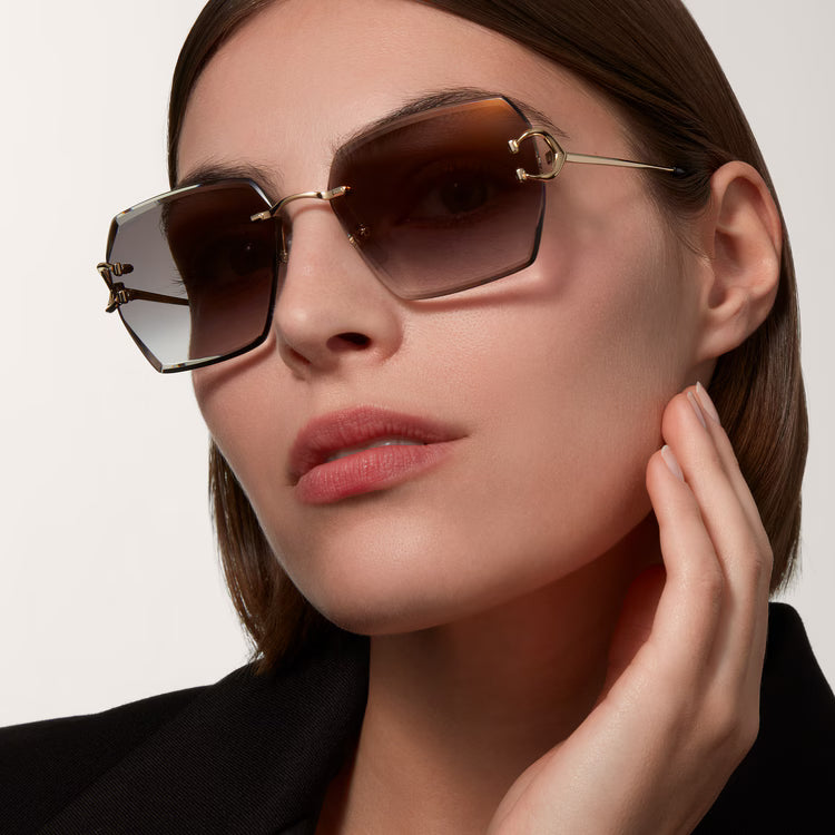Cartier Classic C Motif Women Rimless Grey Sunglasses