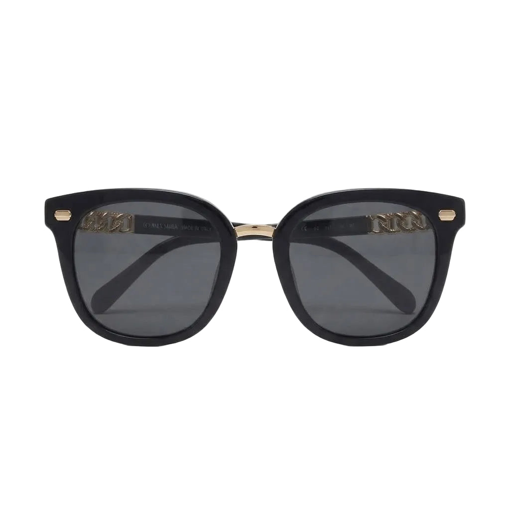 Chanel Women Classic Square Acetate Polarized Rhinestone Chanel Logo Black Sunglasses