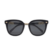 Chanel Women Classic Square Acetate Polarized Rhinestone Chanel Logo Black Sunglasses