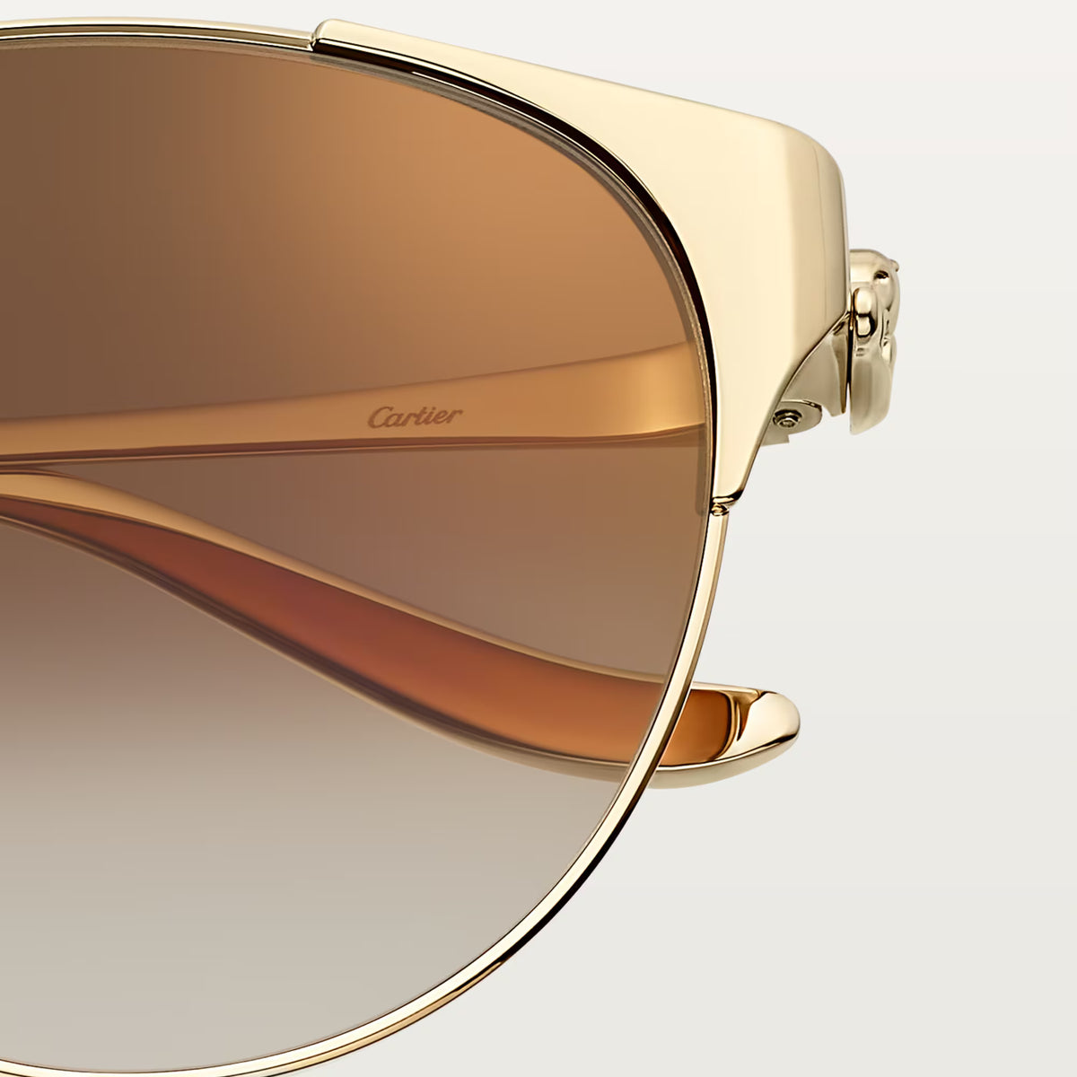 Cartier Panthère de Women Round Golden Brown Finish Sunglasses