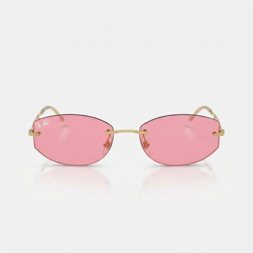 Ray-Ban Unisex Rimless Geometric Pink Sunglasses