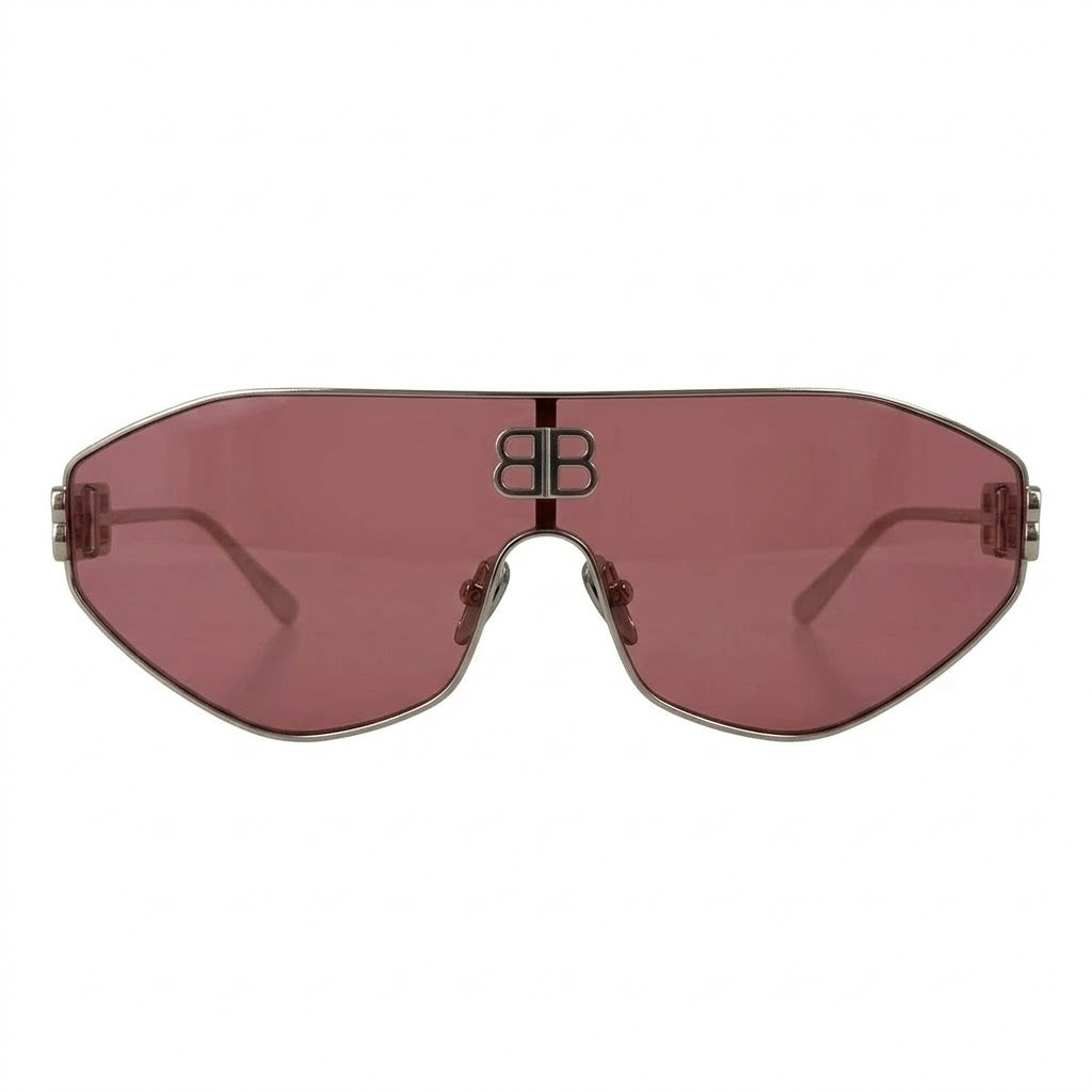 Balenciaga BB0283S Unisex Shield Silver / Pink Sunglasses