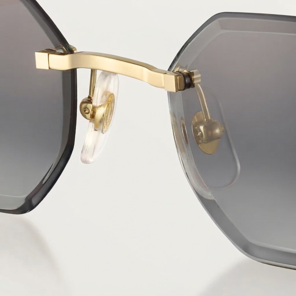 Cartier Allongé de Motif Men Rimless Red Wood Temples Grey Sunglasses