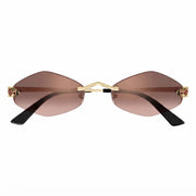 Cartier Panthère de Unisex Rimless Hexagonal Rose-to-Brown Gradient Tint Sunglasses