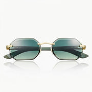 Cartier Allongé de Motif Men Rimless Green Wood Temples Green Sunglasses