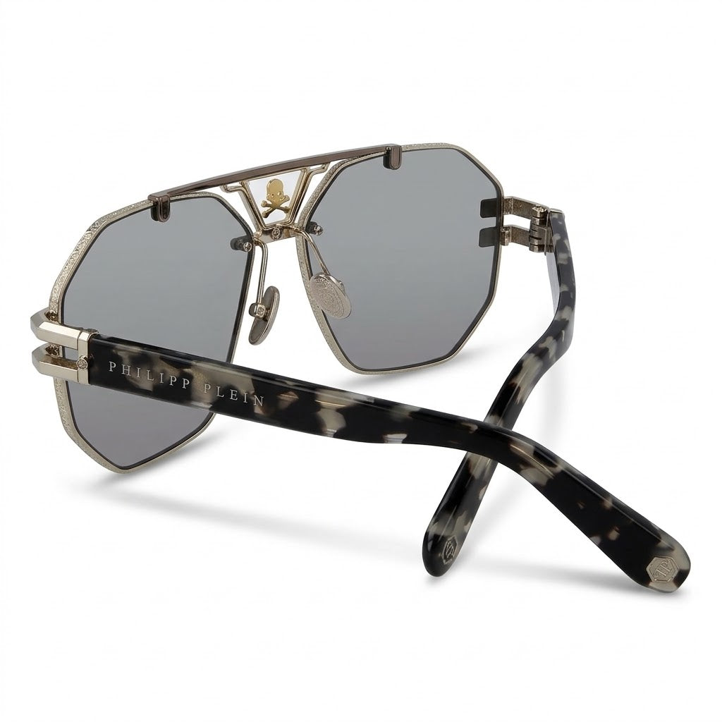 Philipp Plein Men Hexagonal Grey & Marble Sunglasses