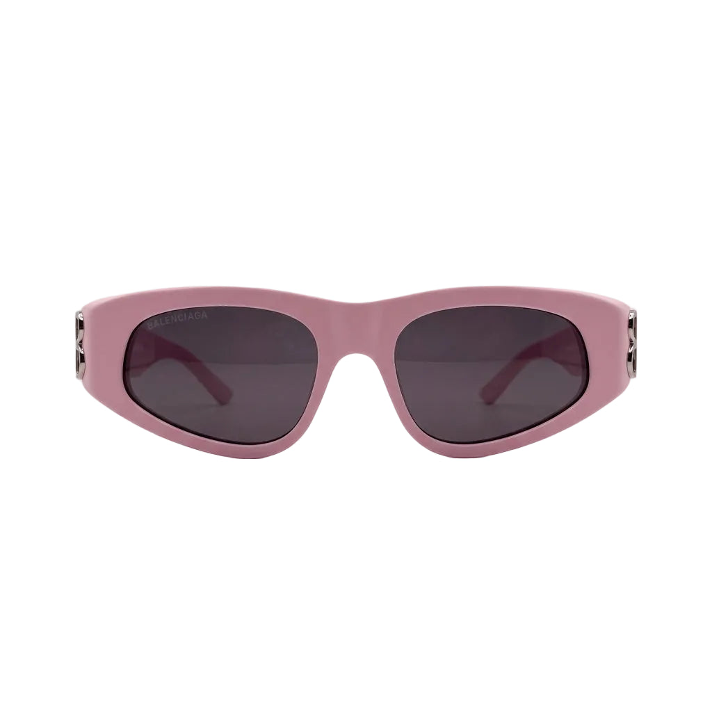 Balenciaga Women Dynasty Shiny Solid Pink / Silver D-Frame Sunglasses