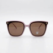 Chanel Women's Classic Square Acetate Polarized Rhinestone Chanel Logo Pink Sunglasses