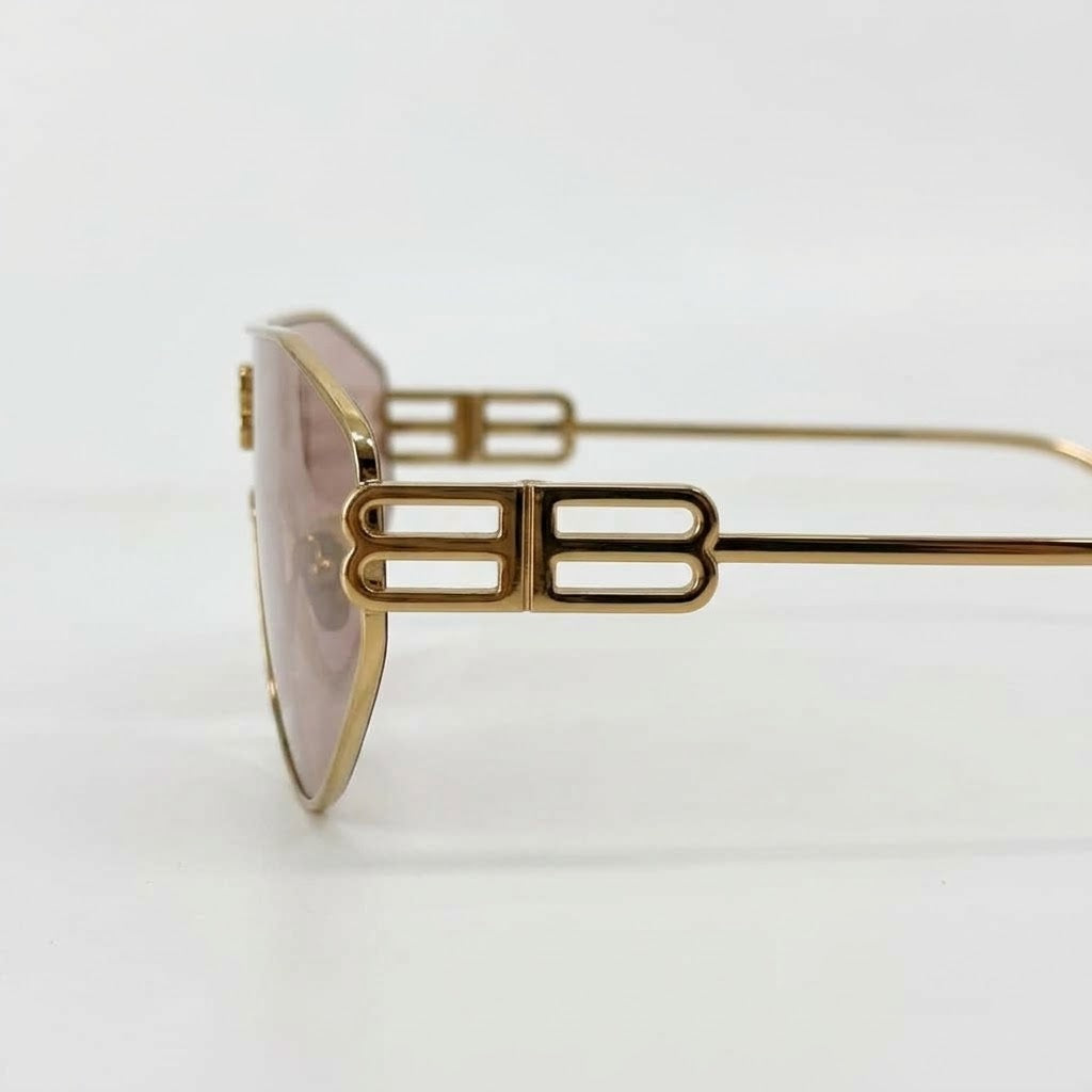 Balenciaga BB0283S Unisex Shield Gold / Peach-Pink Sunglasses