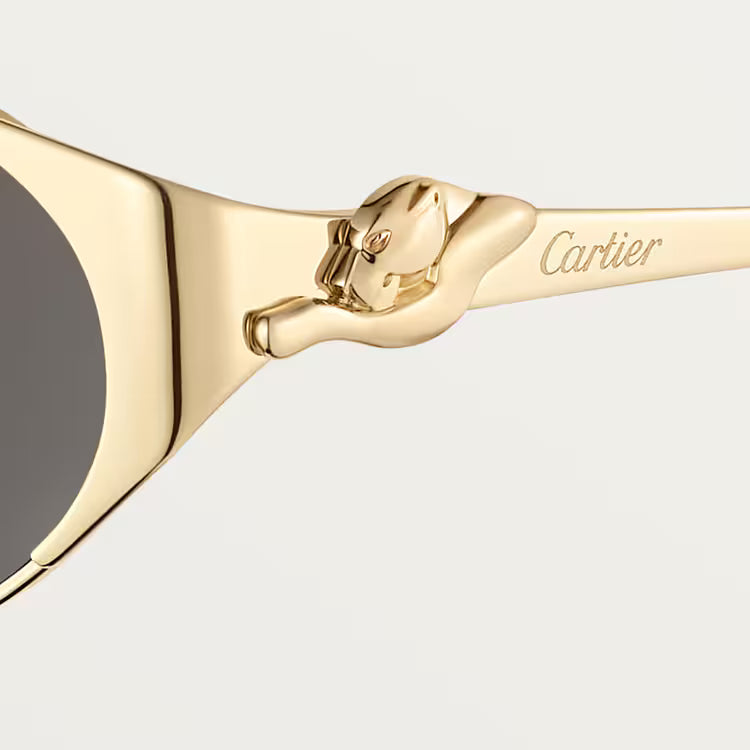Cartier Panthère de C Women Oval Gold & Grey Mirrored  Sunglasses