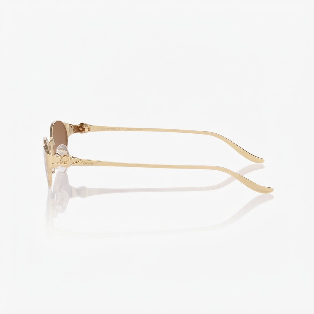 Cartier Panthère de C Women Oval Brown Mirror Sunglasses