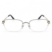 Cartier Rimless Unisex Rectangular Optical Glasses Silver Finish Temple