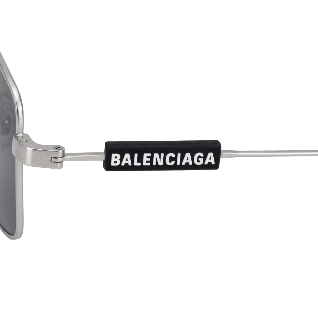Balenciaga Men Tag BB0116SA Matte Grey / Grey Double-Bridge Square Aviator Sunglasses
