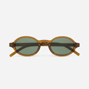Saint Laurent SL M161 Unisex Transparent Cognac Brown & Green Oval Sunglasses
