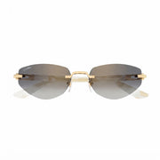  Cartier C Décor Women Rimless Geometric Frame Marble-Effect Temples Grey Sunglasses 