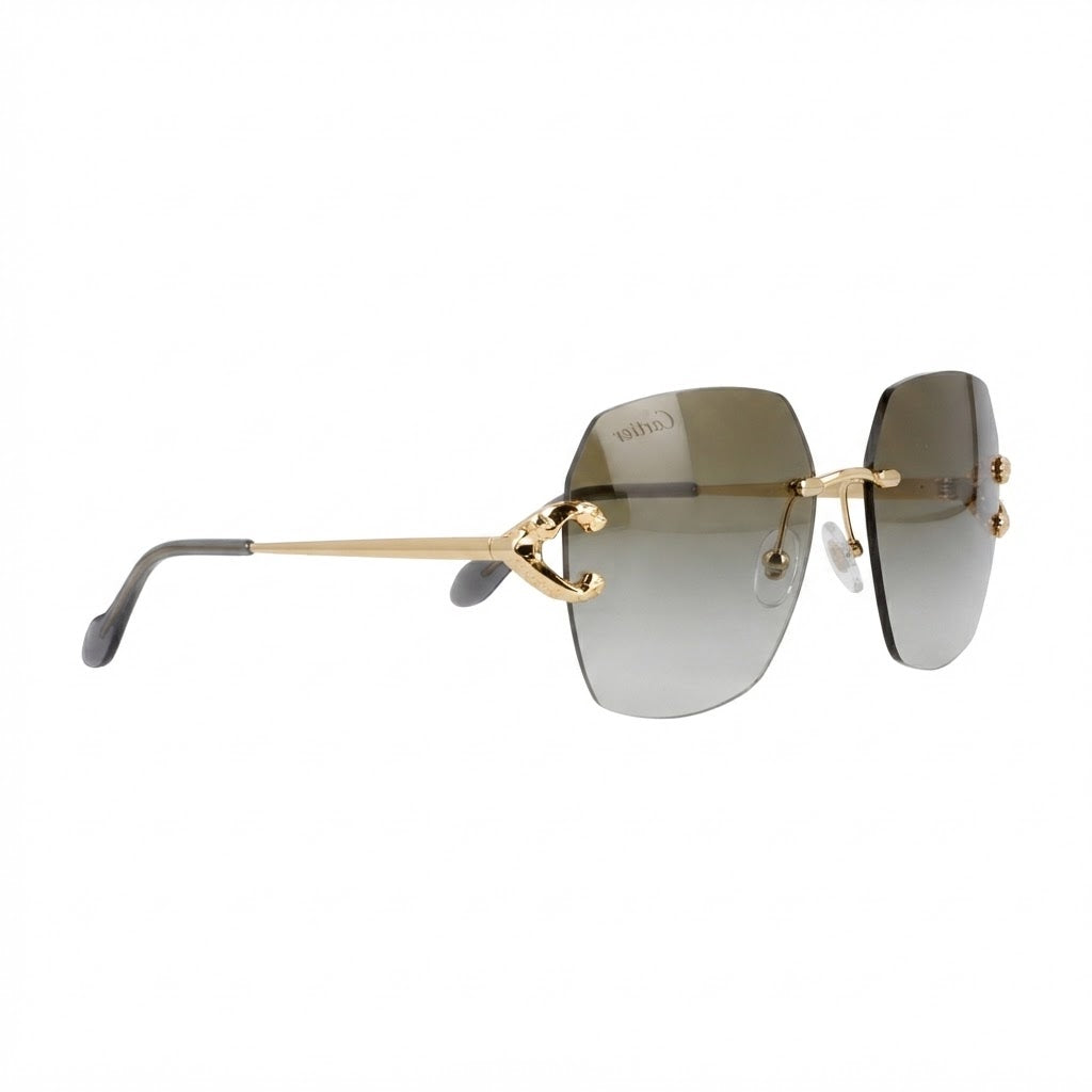 Cartier Classic C Motif Women Rimless Gold/Grey Sunglasses