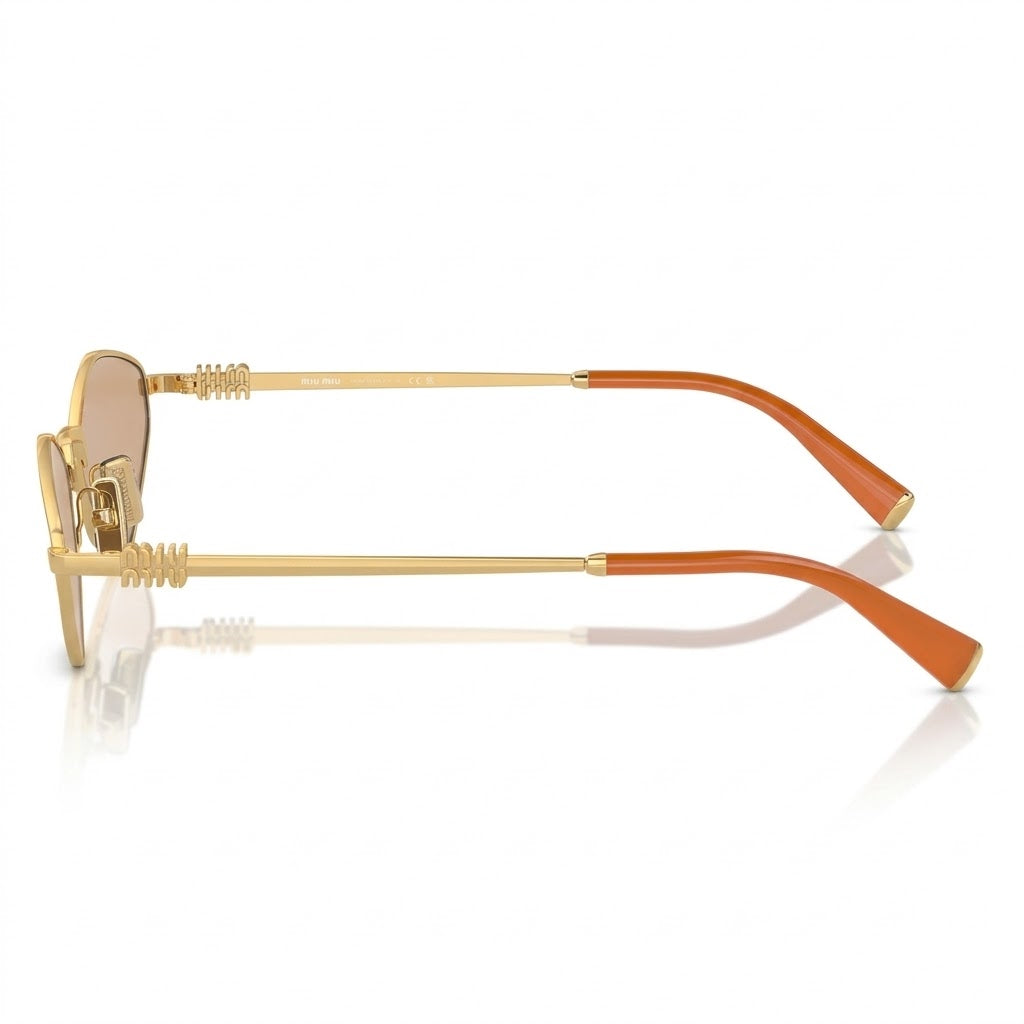Miu Miu Women Geometric Pale Gold / Orange Mirror Sunglasses