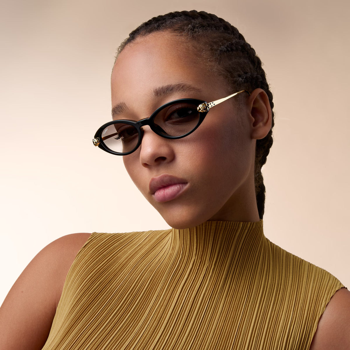 Cartier Panthère de Cat-Eye Women Grey Gradient Sunglasses