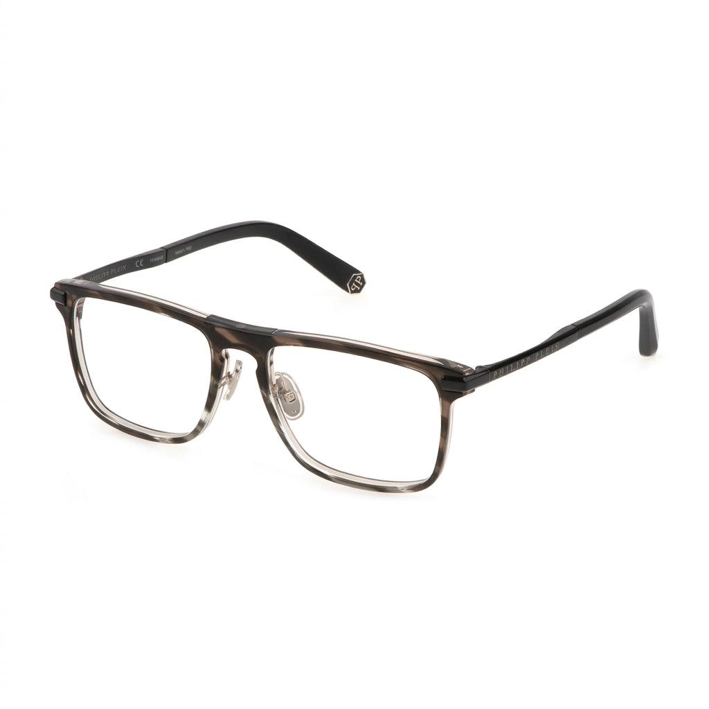 Philipp Plein Men's Plein First Love VPP019M 0XAS Striped Brown / Grey Eyeglasses