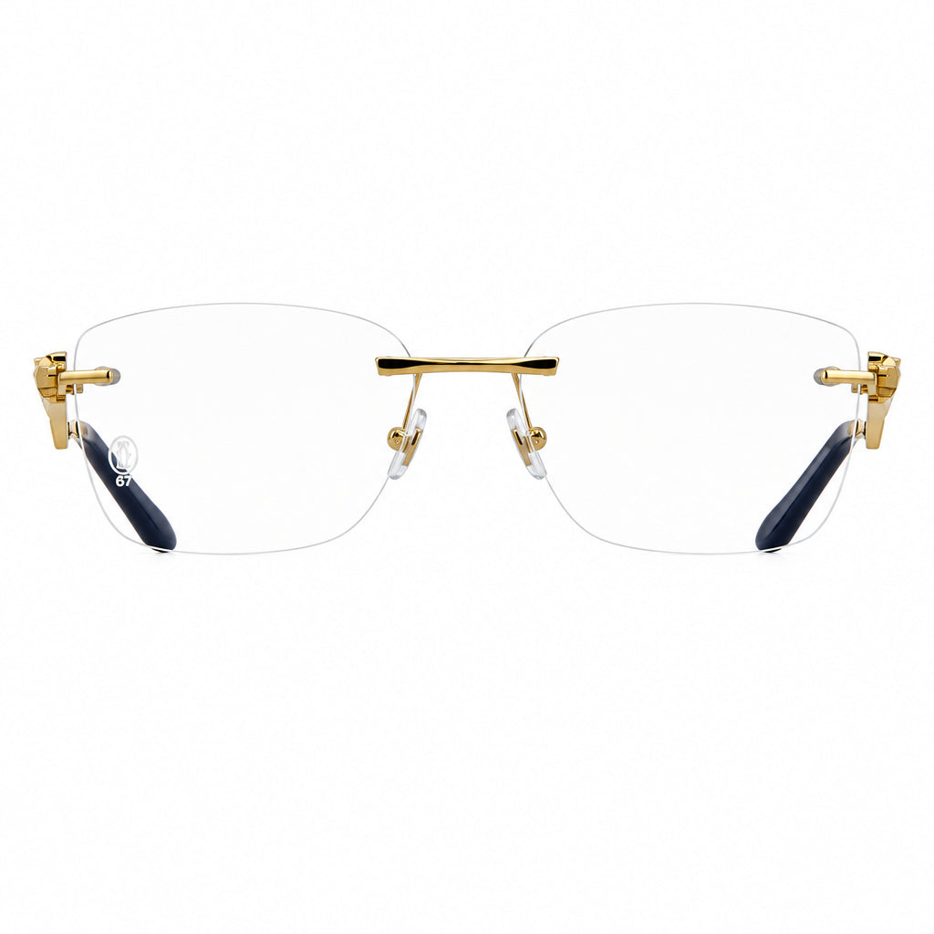 Cartier Panthère de Rimless women Rectangular Gold Finish Temple Optical Glasses