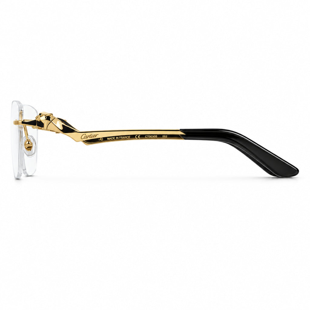 Cartier Panthère de Rimless Women Rectangular Gold Finish Temple Optical Glasses