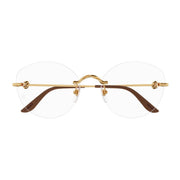 Cartier Unisex Rimless Round Gold/Brown Temple Clear Eyeglasses 