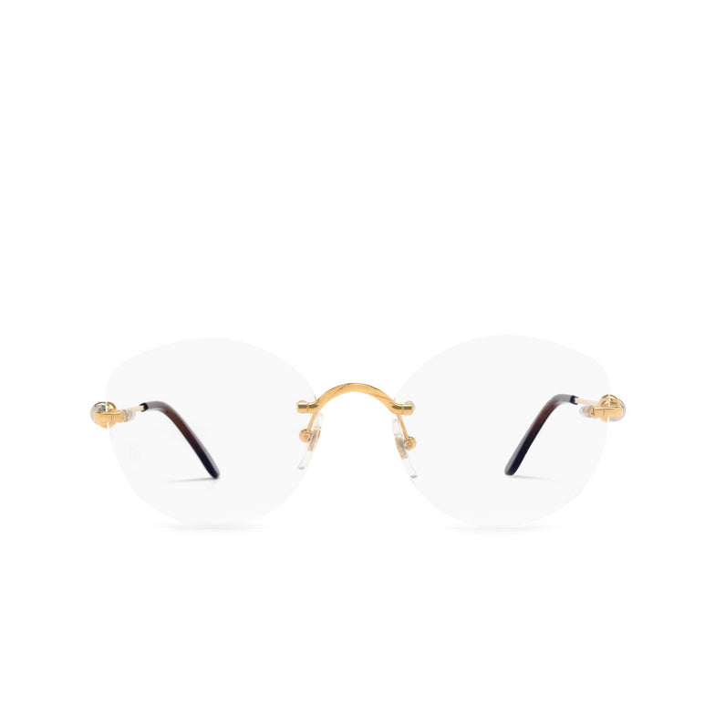 Cartier Unisex Rimless Round Gold/Brown Temple Clear Eyeglasses