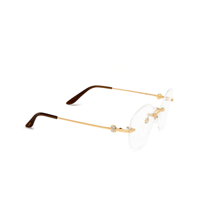 Cartier Unisex Rimless Round Gold/Brown Temple Clear Eyeglasses