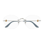 Cartier Unisex Rimless Round Gold/Grey Temple Clear Eyeglasses