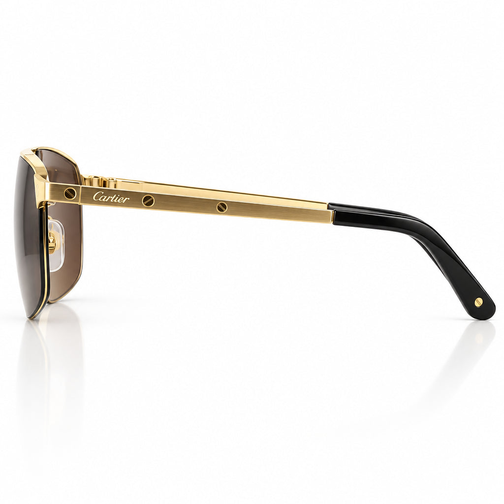 Cartier Santos de Cartier Men Navigator Gold-Grey Sunglasses