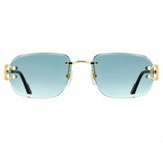 Cartier Premiere de Cartier Rimless Unisex Rectangular Gold/Green Gradient Sunglasses