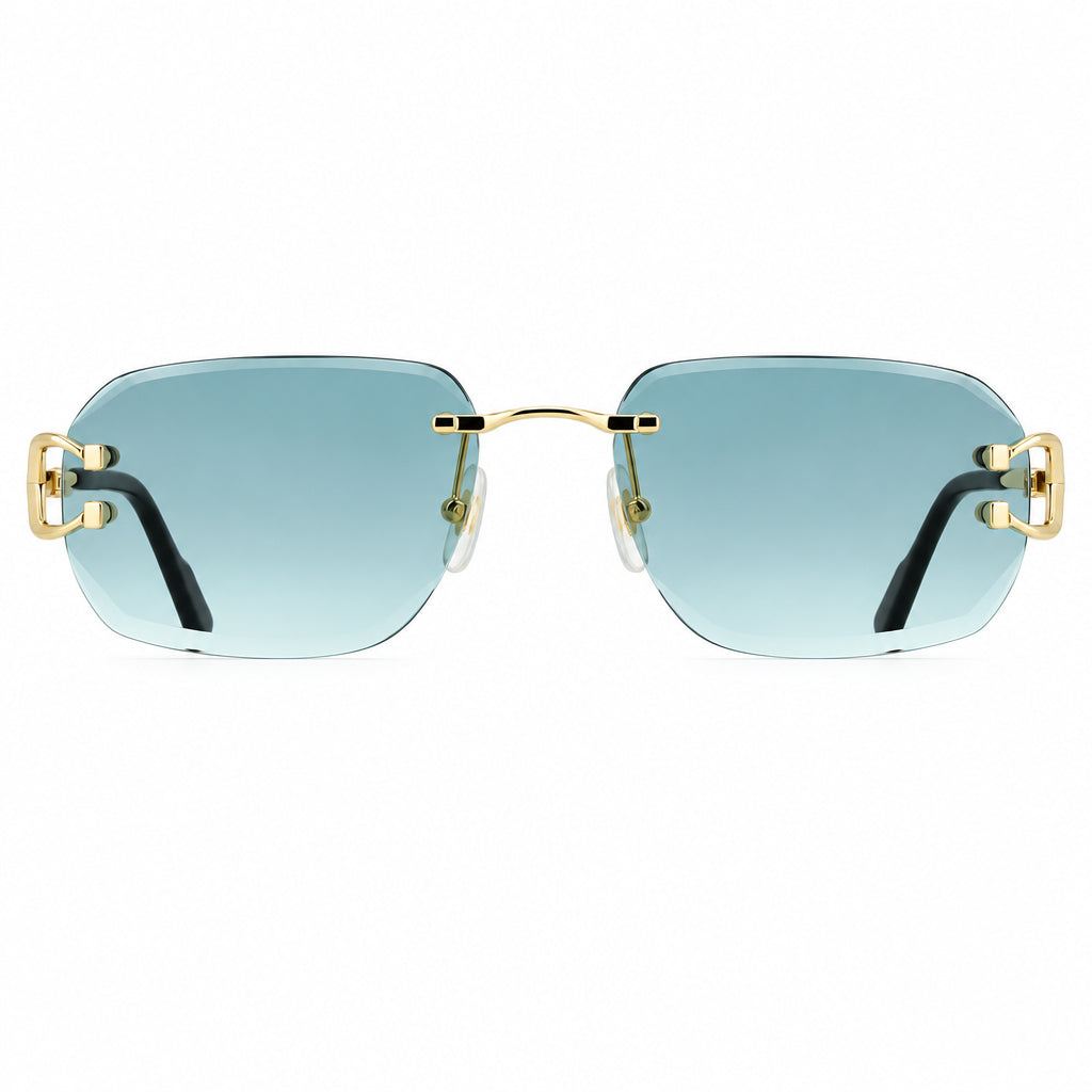 Cartier Premiere de Cartier Rimless Unisex Rectangular Gold/Green Gradient Sunglasses