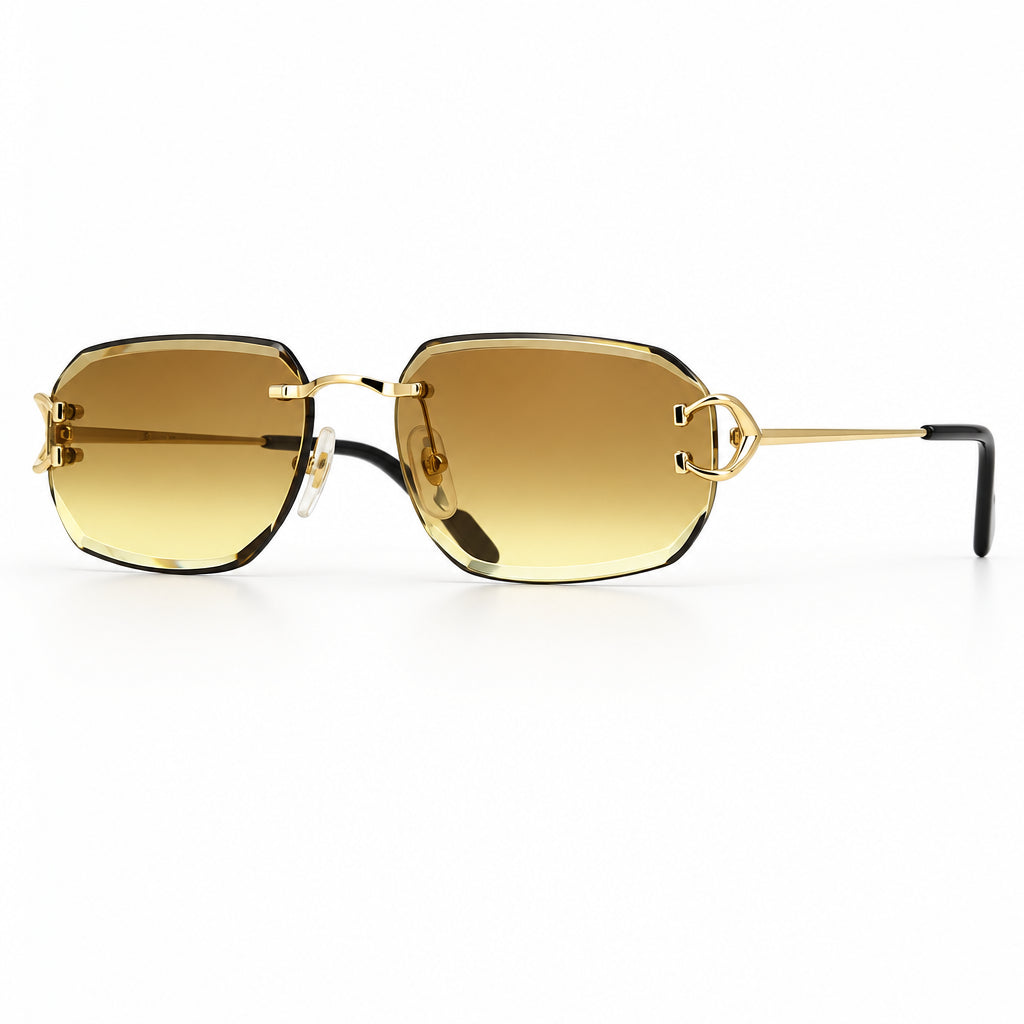 Cartier Premiere de Cartier Unisex Rimless Rectangular Gold/Brown Gradient Sunglasses