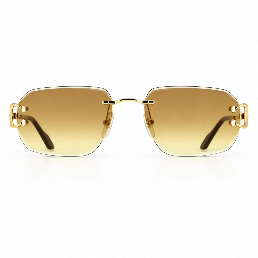 Cartier Premiere de Cartier Unisex 
Rimless Rectangular Gold/Brown Gradient Sunglasses 
