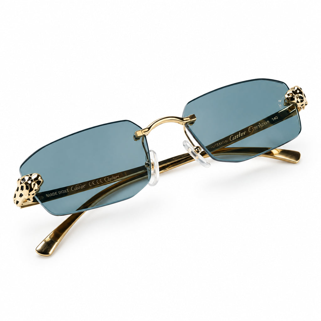 Cartier Panthère de C Unisex Rimless Rectangular Light Blue Sunglasses