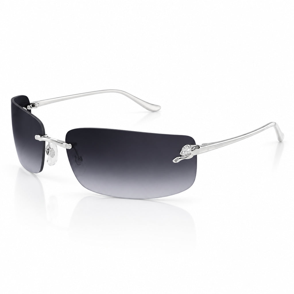 Cartier Panthère de C Unisex Rectangular Rimless Grey Gradient Sunglasses
